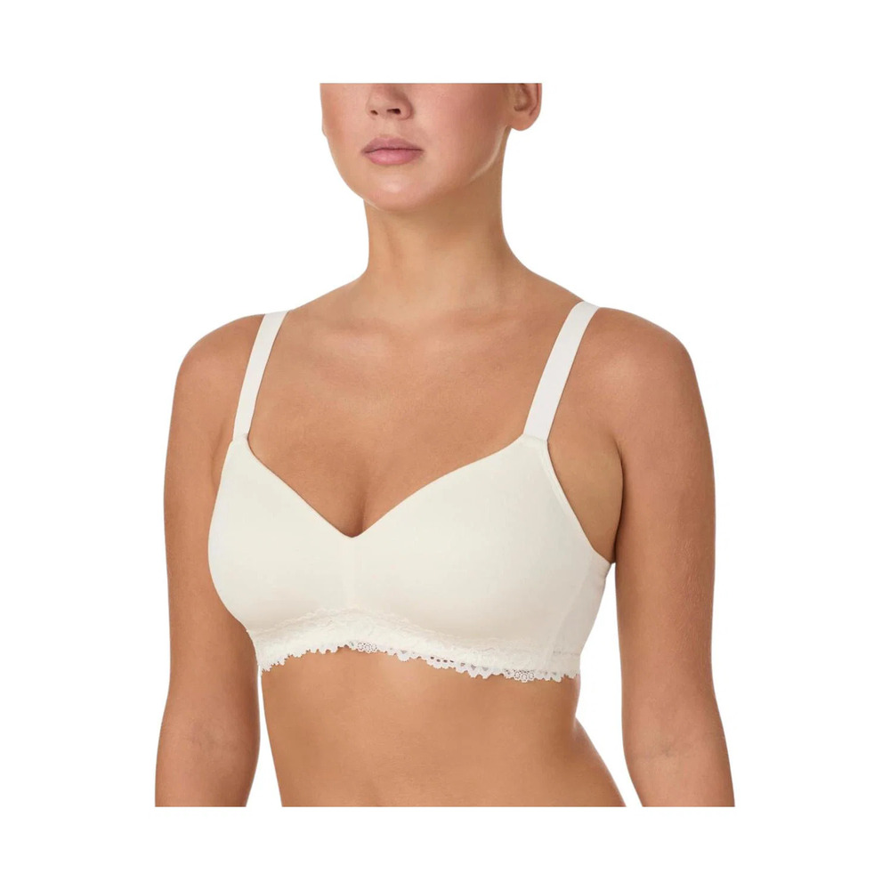 Comfort Code Women's Lined Lace Trim Wireless Bra White -